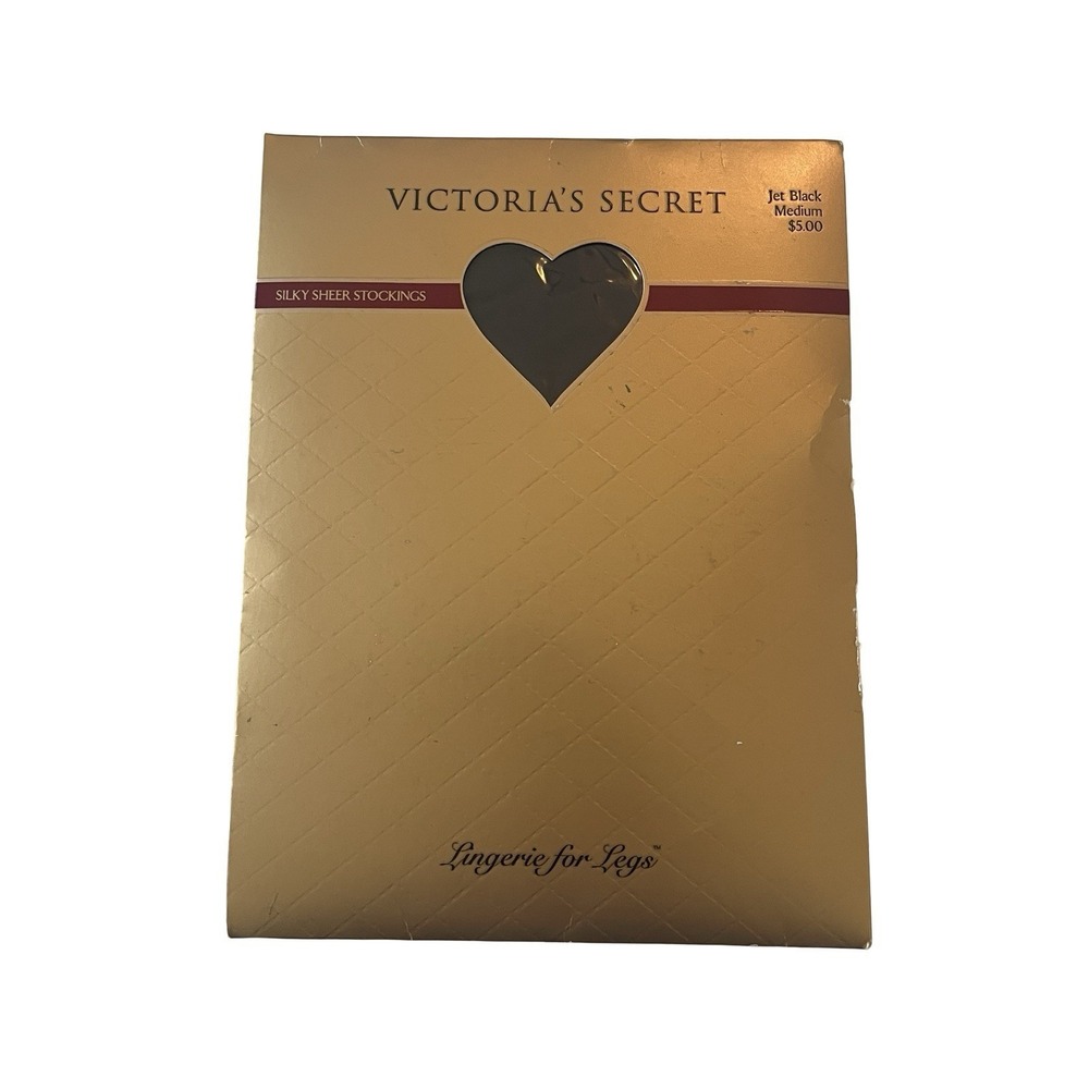 VTG ONS Victoria's Secret Silky‎ Sheer Stockings  Size Medium Jet Black